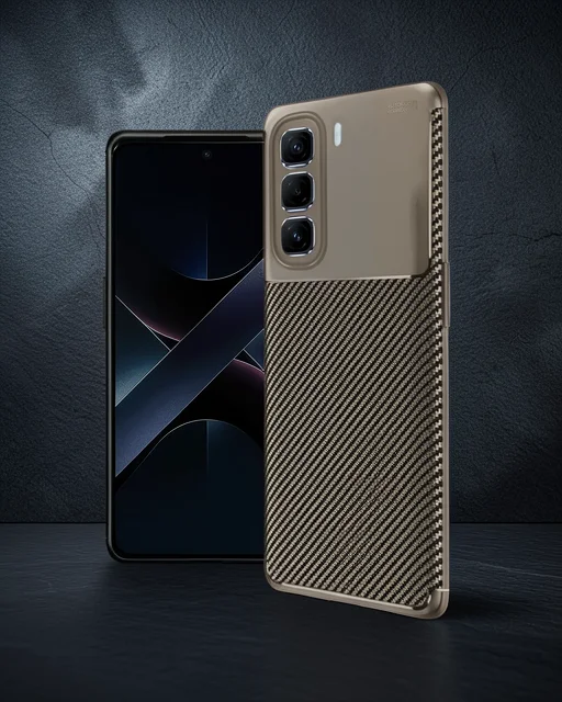 İnfinix Hot 50 4g Kılıf Auto Focus Karbon Kapak - Kahverengi