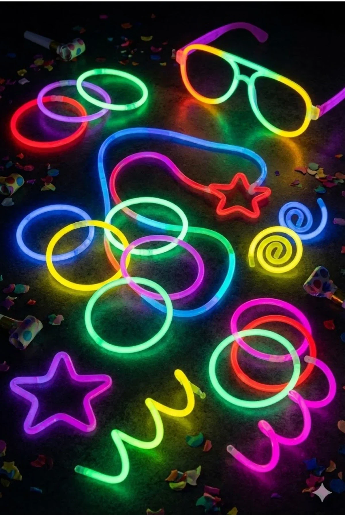 100 Adet Fosforlu Glow Stick Parti Seti | Bileklik, Kolye ve Eğlenceli Işık Çubukları görsel 4