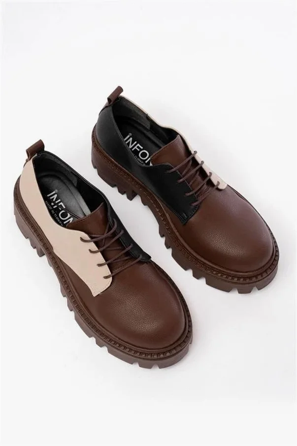 Kadın Loafer Garni Ayakkabı Ayakkabı Bağcıklı Tabanlı Yüksek Casual Günlük görsel 3