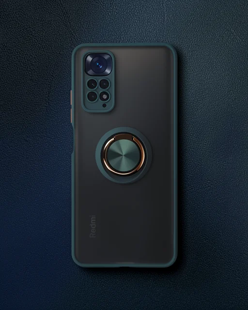 Xiaomi Redmi Note 11 Kılıf Montreal Yüzüklü Silikon Kapak - Yeşil
