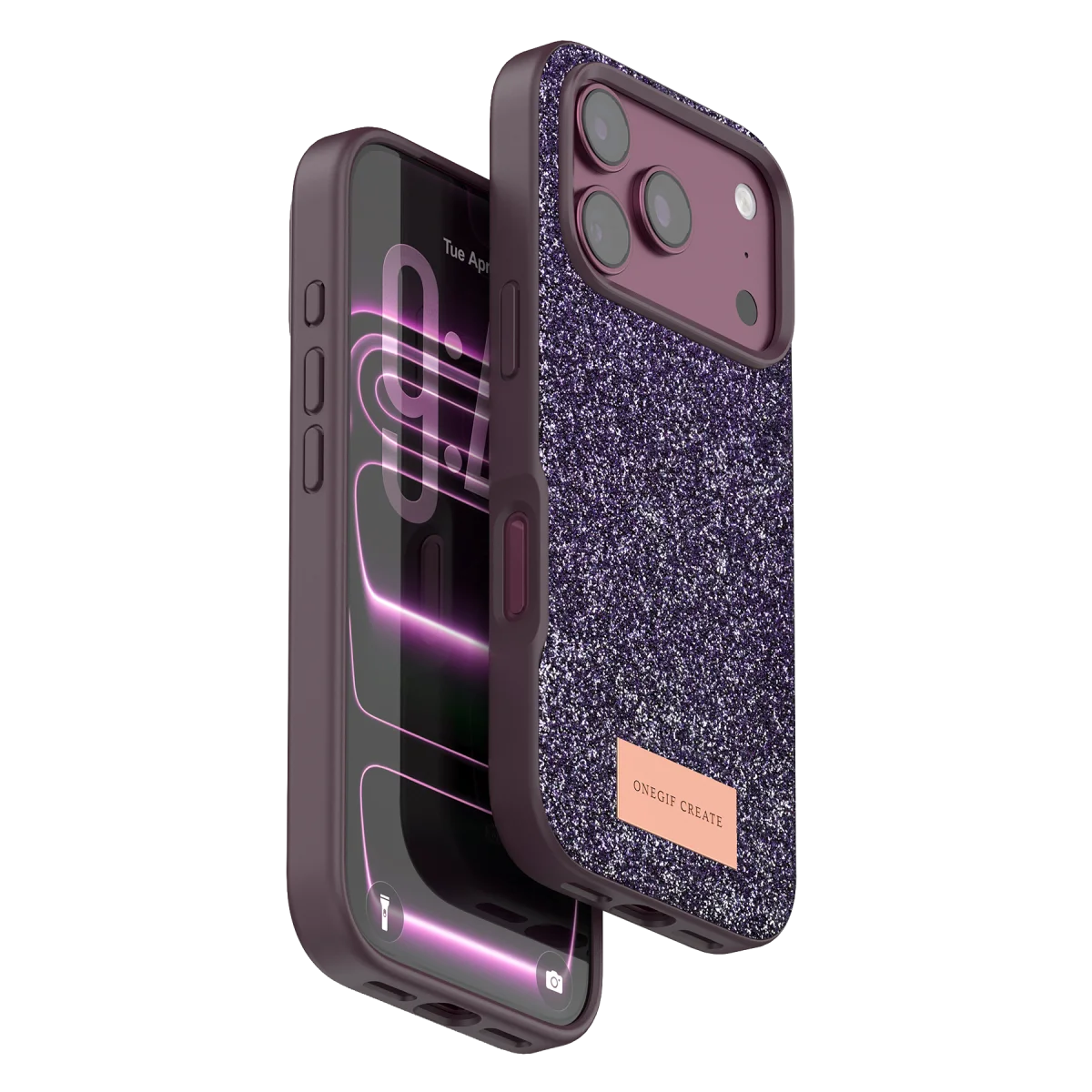 Onegif Apple iPhone 18 Pro Bright Simli Kapak - Bordo