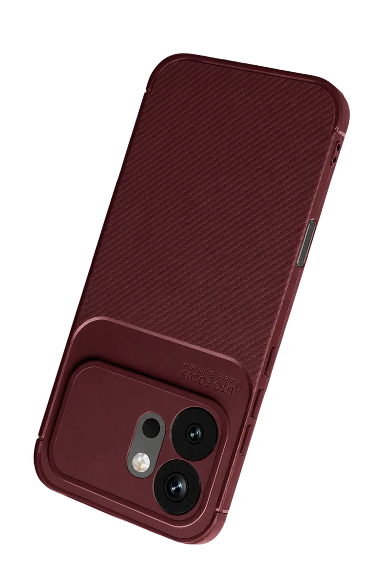 Huawei Honor 600 Auto Focus Karbon Kapak - Bordo görsel 3