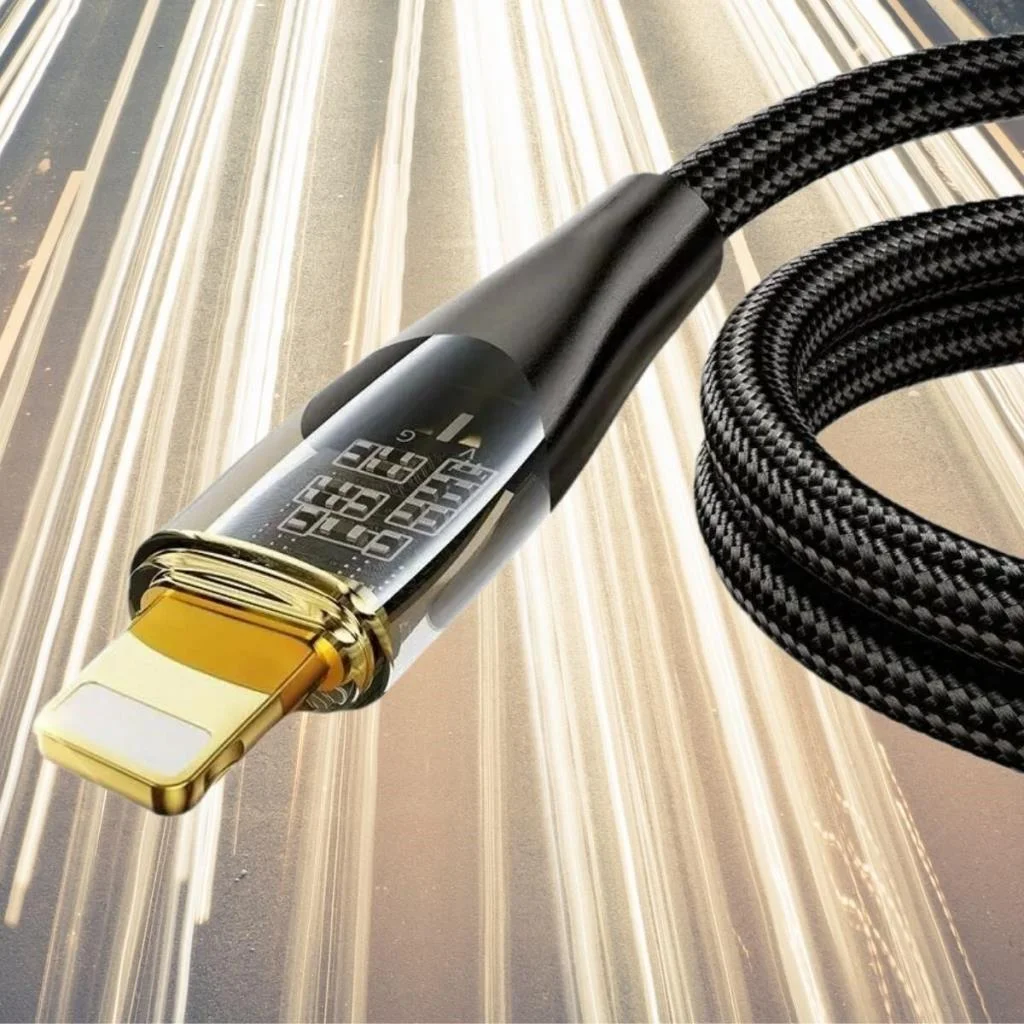 Led Işık Uçlu Sağlam İp Kablolu USB to Lightning Hızlı Şarj Kablosu görsel 4