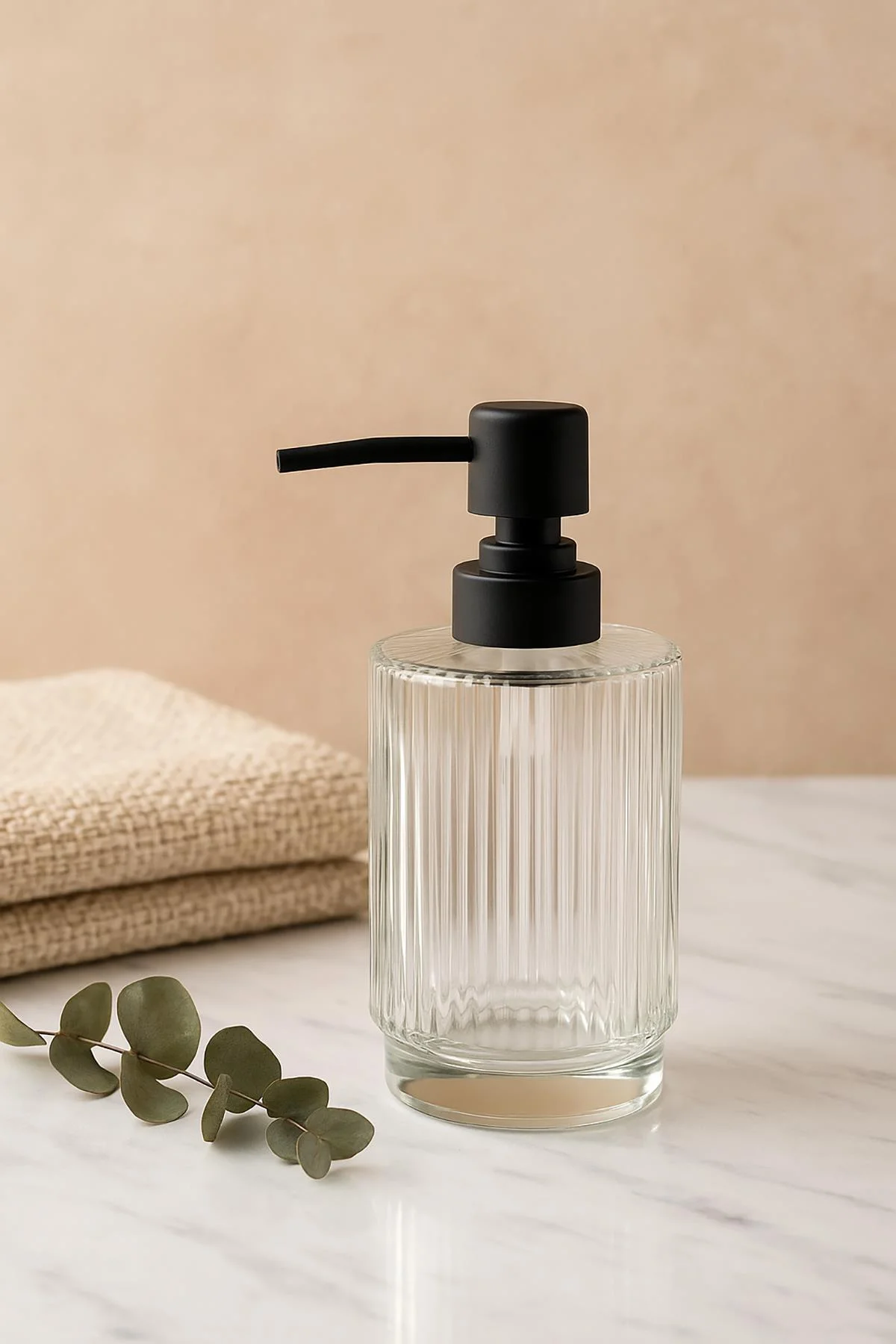 Cam Şeffaf Sıvı Sabunluk 200 ml Banyo Lavabo görsel 2