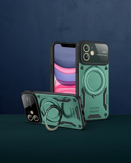 Apple İphone 11 Kılıf Joy Lens Standlı Kapak - Koyu Yeşil