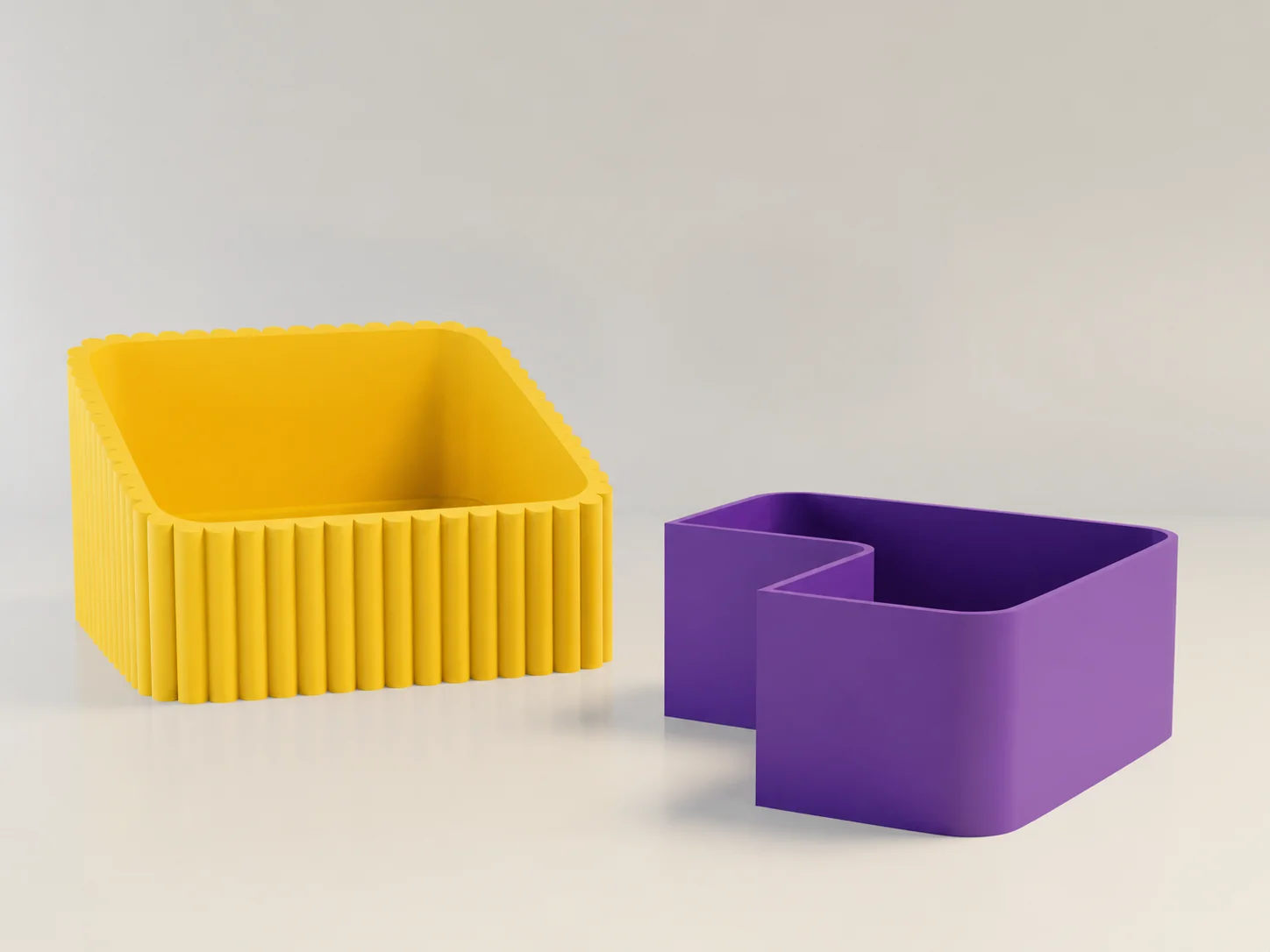 3D Baskı Fıstık Kasesi - Çift Hazneli Kabuk Ayırıcı Sunum Kasesi - Sarı Mor görsel 2