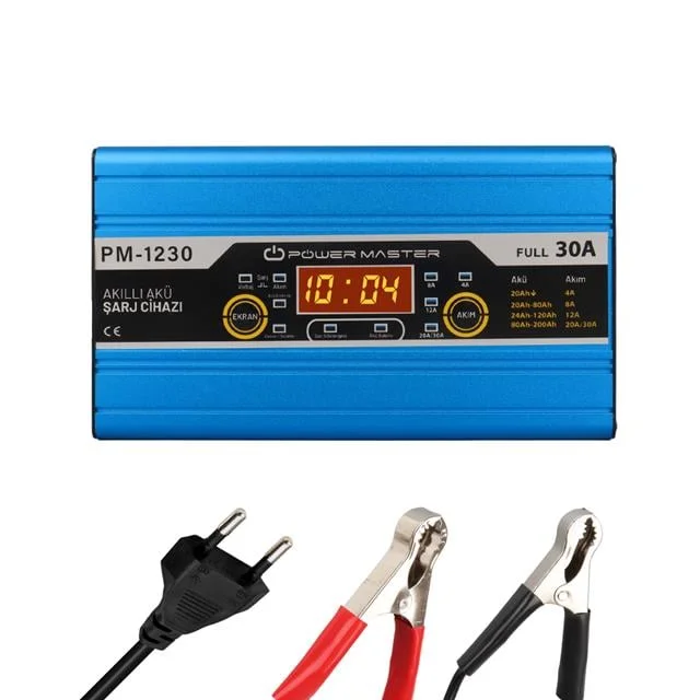 PM-1230A 12 Volt 30 Amper LCD Ekranlı Akıllı Akü Şarj Cihazı görsel 5