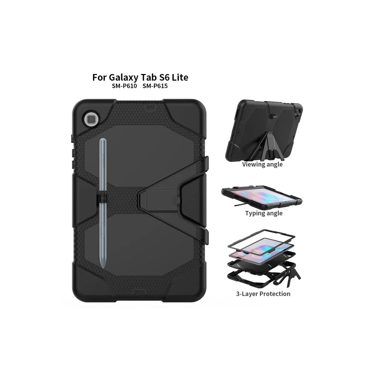 Samsung Galaxy T500 Tab A7 10.4 Kılıf Griffin Tablet Kapak - Siyah görsel 4