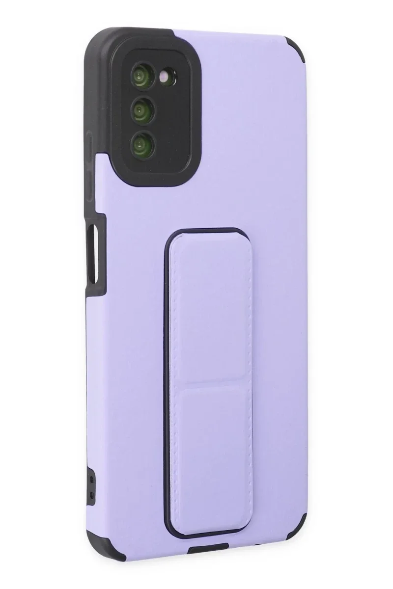 Samsung Galaxy A03S Kılıf Mega Standlı Silikon - Lila görsel 2