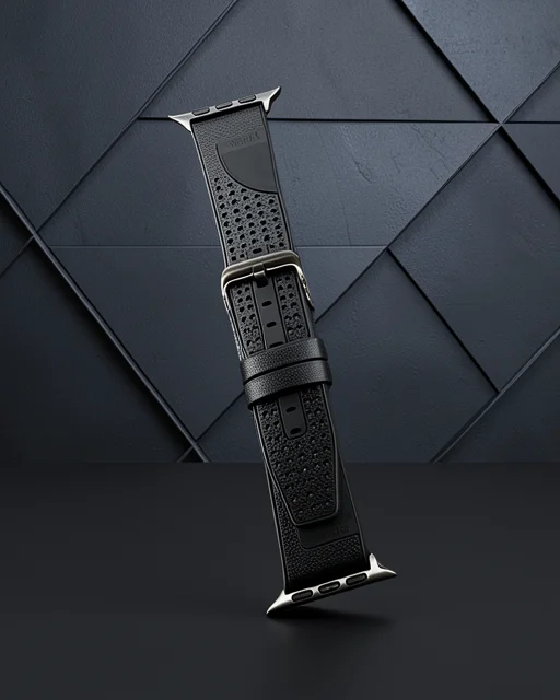 Apple Watch 45mm Buff Deri Kordon (saat Değildir) - Siyah