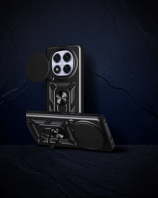 Xiaomi Redmi Note 14 Pro Plus Kılıf Pars Lens Yüzüklü Silikon - Siyah