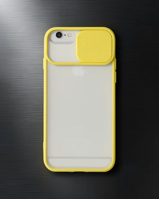 Apple İphone 6 Kılıf Palm Buzlu Kamera Sürgülü Silikon - Sarı
