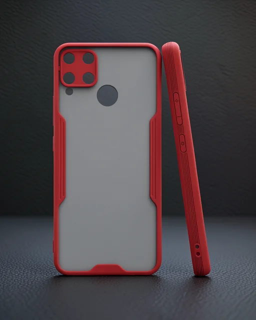 Realme C15 Kılıf Platin Silikon - Kırmızı