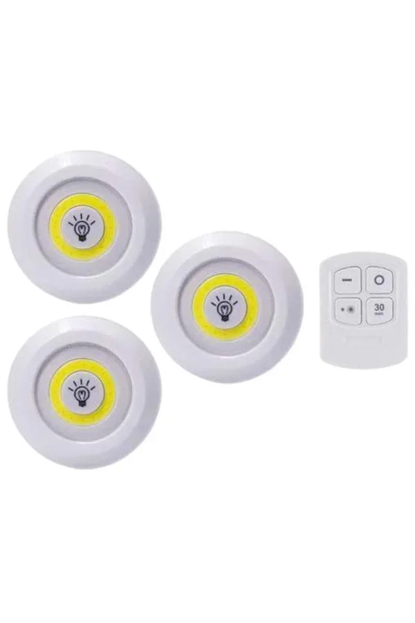 Led Lamba 3'lü Uzaktan Kumandalı Yapışkanlı görsel 4