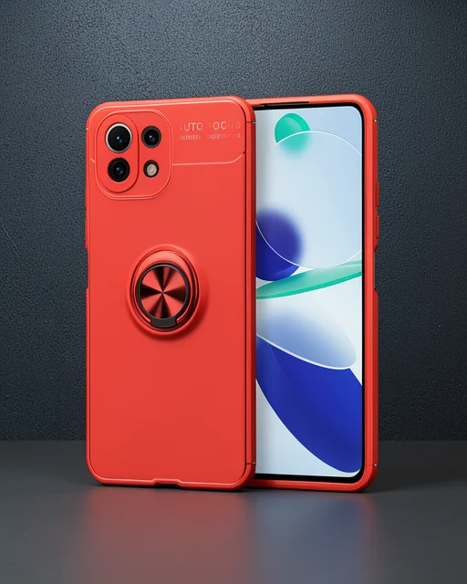 Xiaomi Mi 11 Lite Kılıf Range Yüzüklü Silikon - Kırmızı