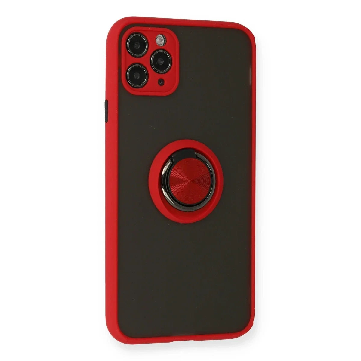 Apple iPhone 11 Pro Kılıf Montreal Yüzüklü Silikon Kapak - Kırmızı görsel 2