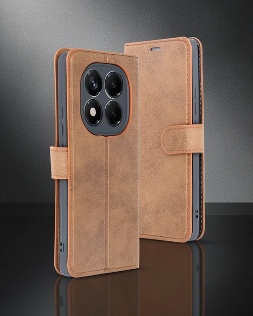 Xiaomi Redmi Note 14 Pro 5g Kılıf Trend S Plus Kapaklı Kılıf - Taba