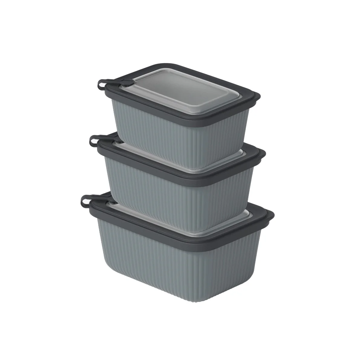 Plastik Saklama Kabı Seti - Mikrodalga Uyumlu Dikdörtgen (600/1100/1800 ml) görsel 2