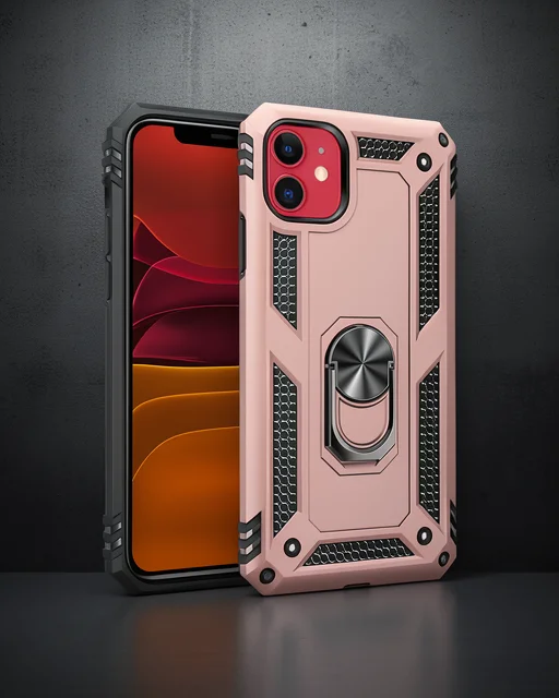 Apple İphone 11 Kılıf Sofya Yüzüklü Silikon Kapak - Rose