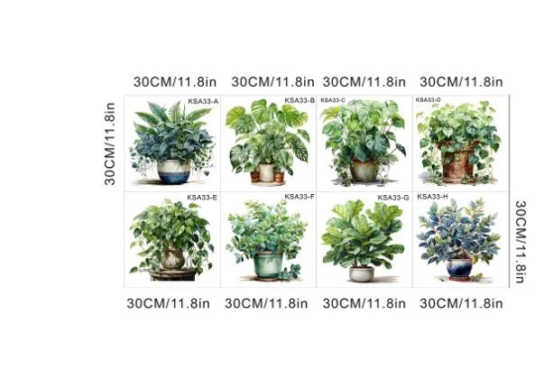 Saksılı Çiçek Tasarımlı 8li Sticker görsel 5