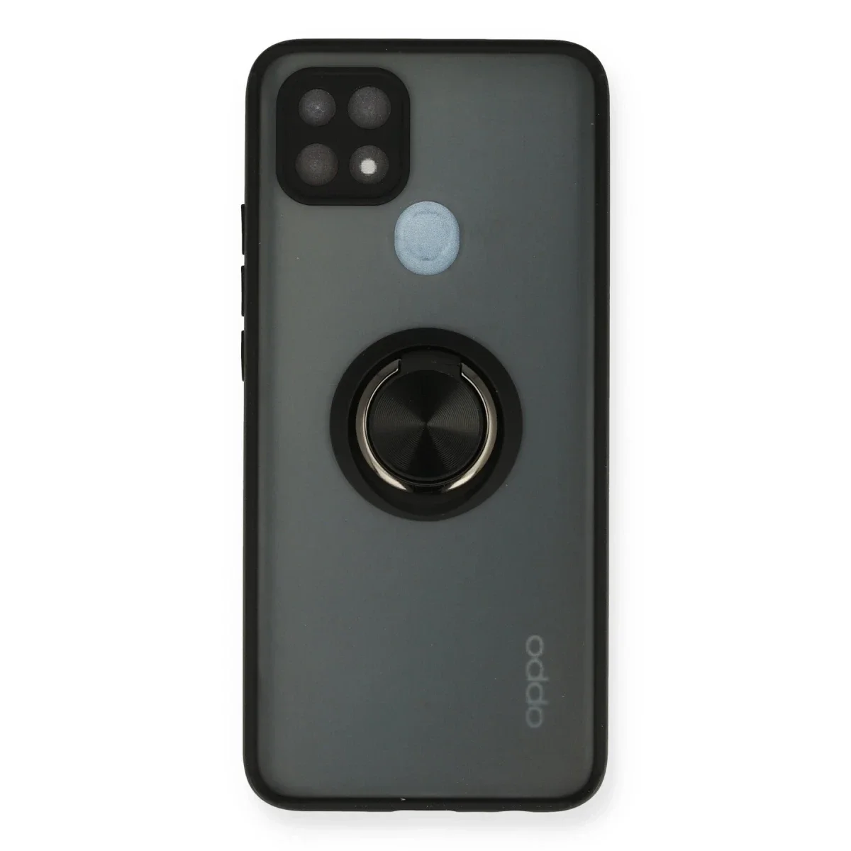 Oppo A15 Kılıf Montreal Yüzüklü Silikon Kapak - Siyah