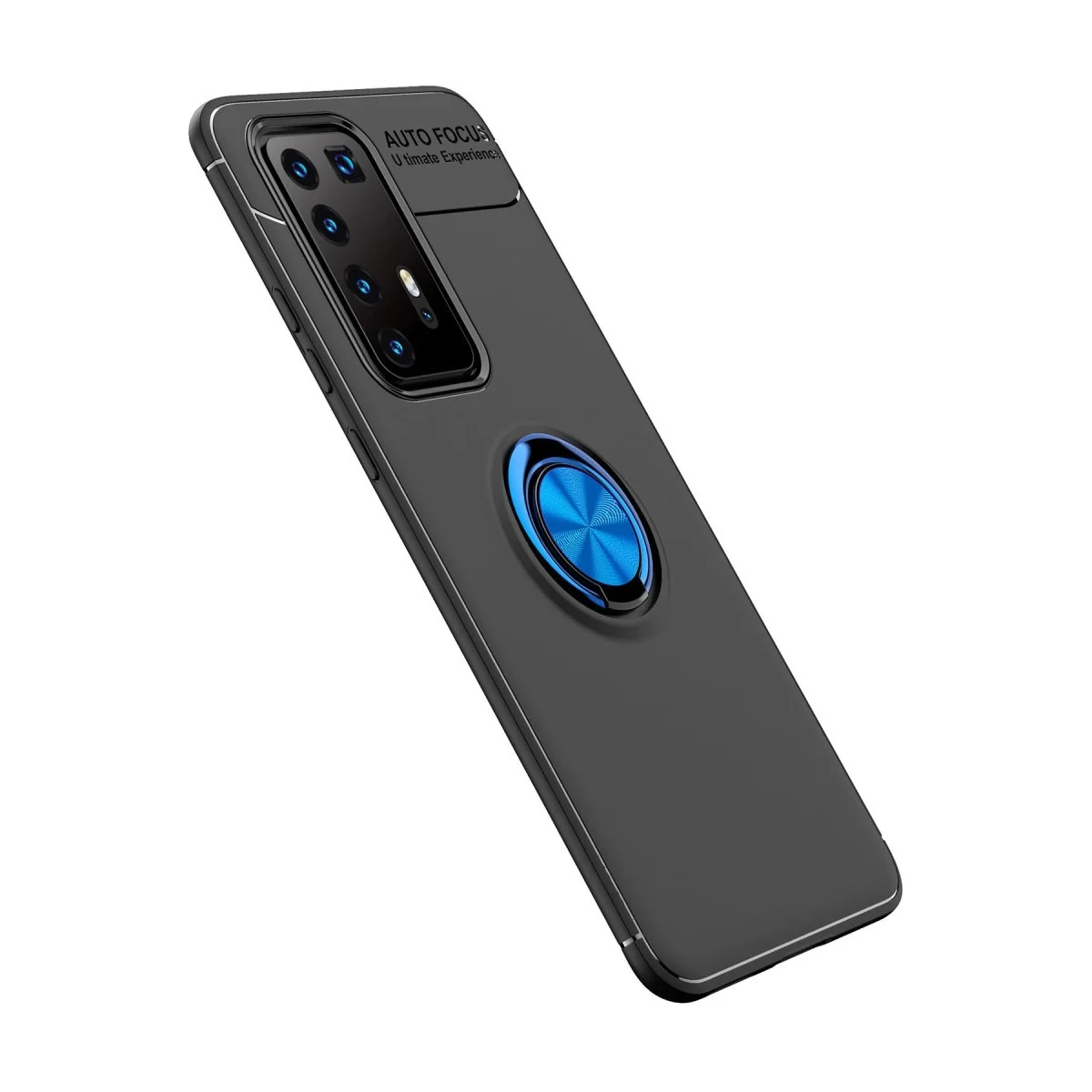 Huawei P40 Pro Kılıf Range Yüzüklü Silikon - Siyah-mavi görsel 2