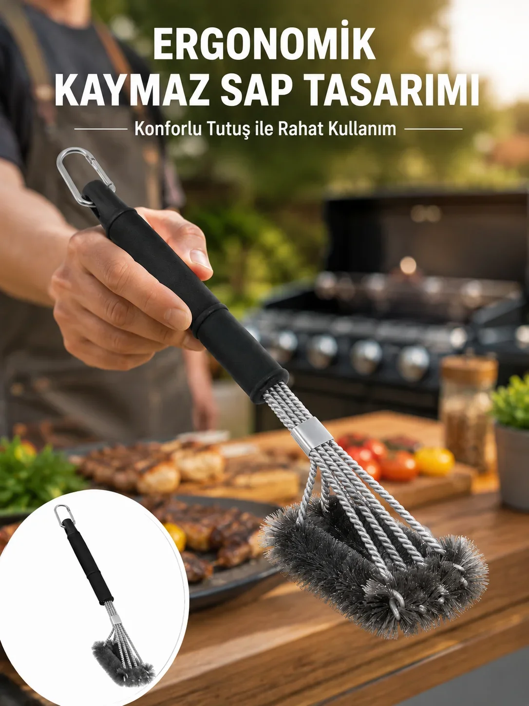 Paslanmaz Çelik Telli Mangal Tezlik Fırçası Yeni Nesil