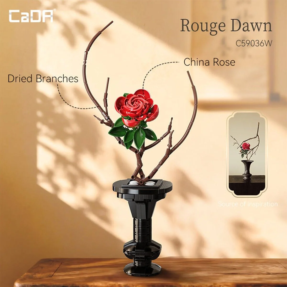 C59036W Cada Saksılı Red Rose Model 363 Parça Block Oyuncak görsel 3