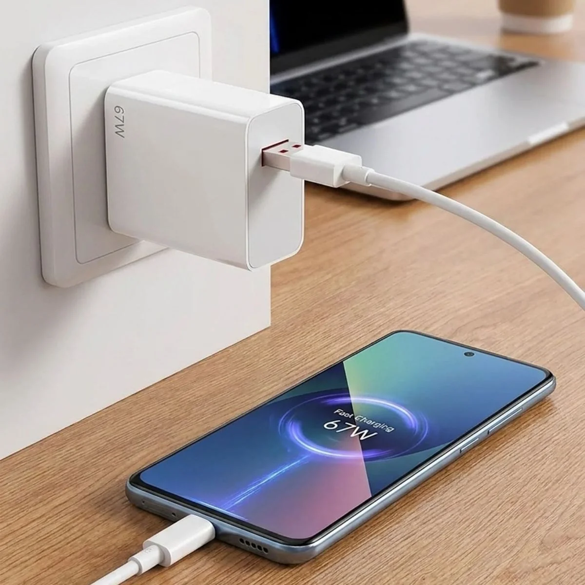 67W Hızlı Şarj Adaptörü USB to Type-C – PD Destekli, Akıllı Hızlı Şarj Başlığı, Güvenli Güç Adaptörü görsel 2