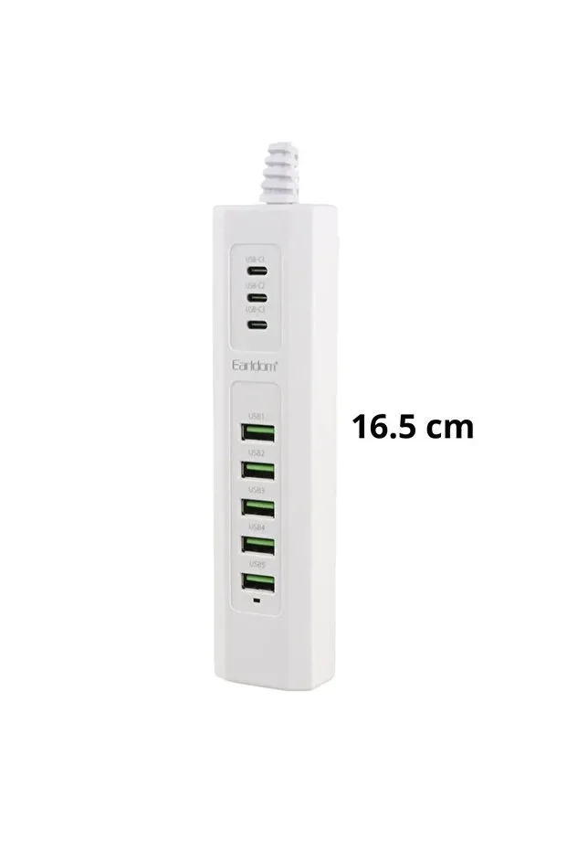 8 Portlu Çoklu USB Şarj İstasyonu 5 USB + 3 Type-C Masaüstü Çoklu Şarj Cihazı görsel 4
