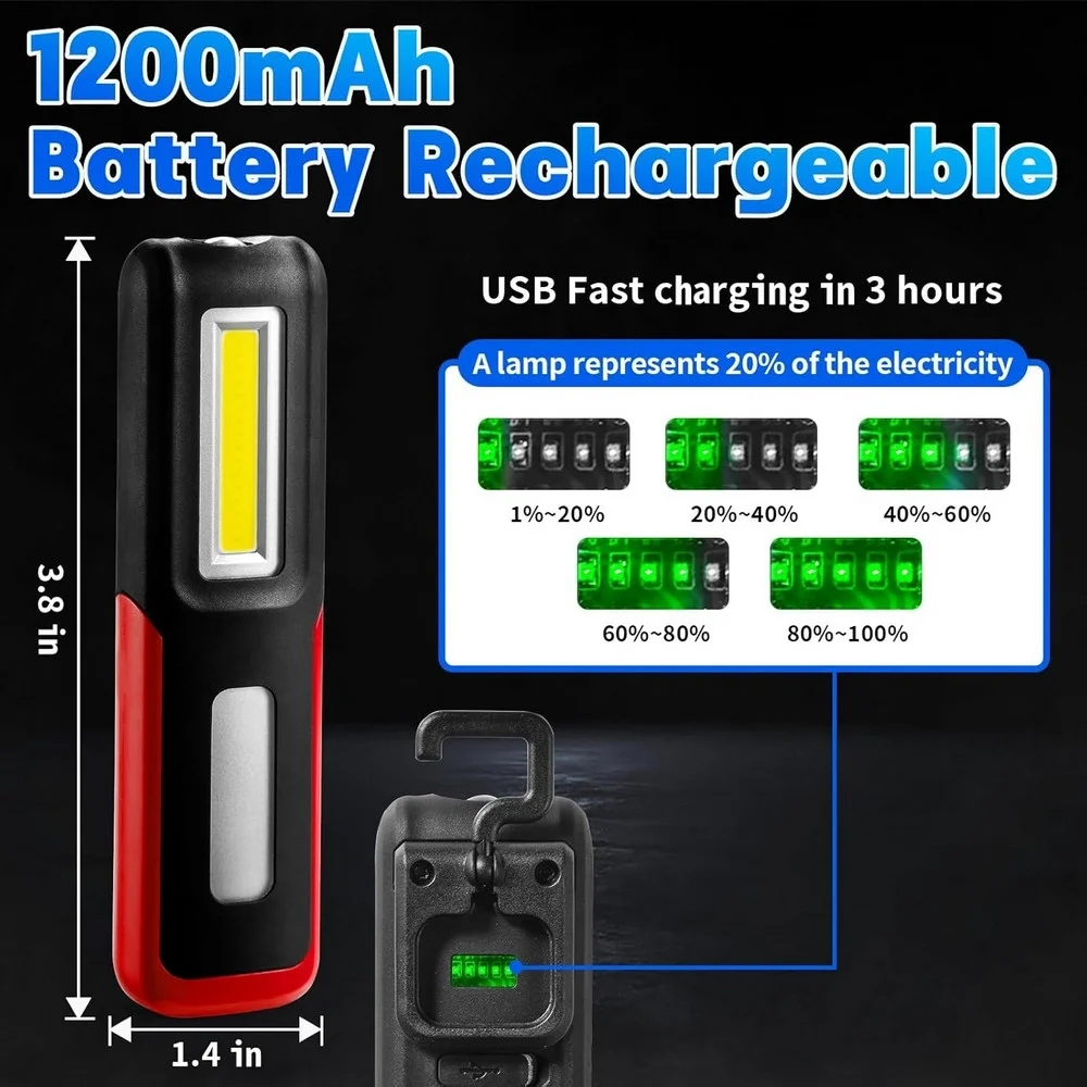 Lightingx Lx-028 Cob Led Mıknatıslı Çalışma Lambası Tarci Feneri görsel 3