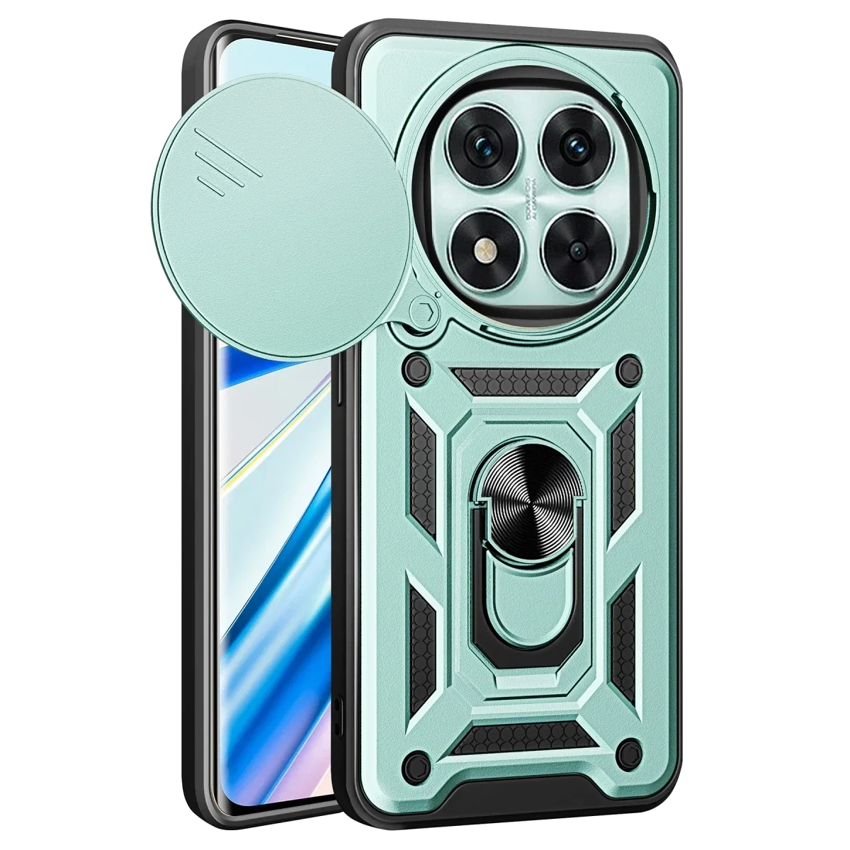 Xiaomi Redmi Note 14 Pro 5G Kılıf Pars Lens Yüzüklü Silikon - Yeşil