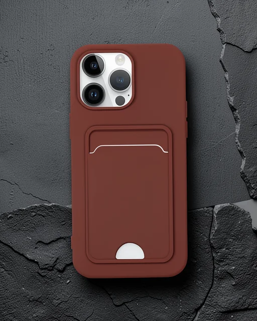 Apple İphone 14 Pro Kılıf Kelvin Kartvizitli Silikon - Bordo