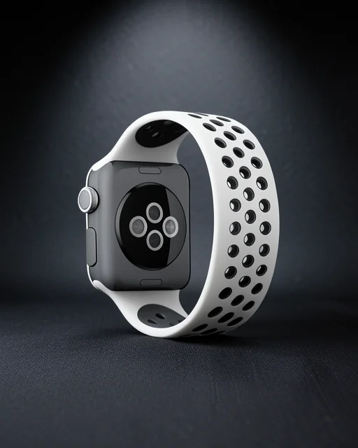 Apple Watch 38mm Ayarlı Delikli Silikon Kordon - Beyaz-siyah