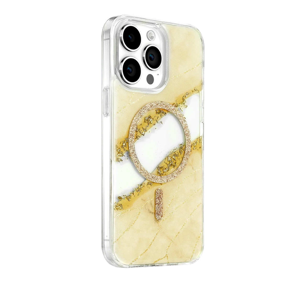 Onegif Apple İphone 15 Pro Max Lotus Simli Magsafe Kapak - Gümüş görsel 2