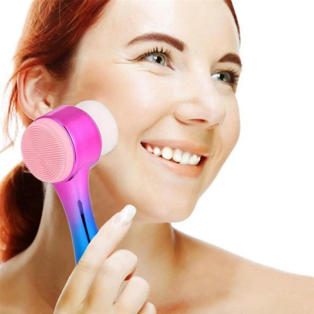 Çift İşlevli Renkli Cilt Yüz Temizleme Fırçası Peeling Masaj Etkili Gözenek Temizleyici Alet (adet fiyatıdır) görsel 5