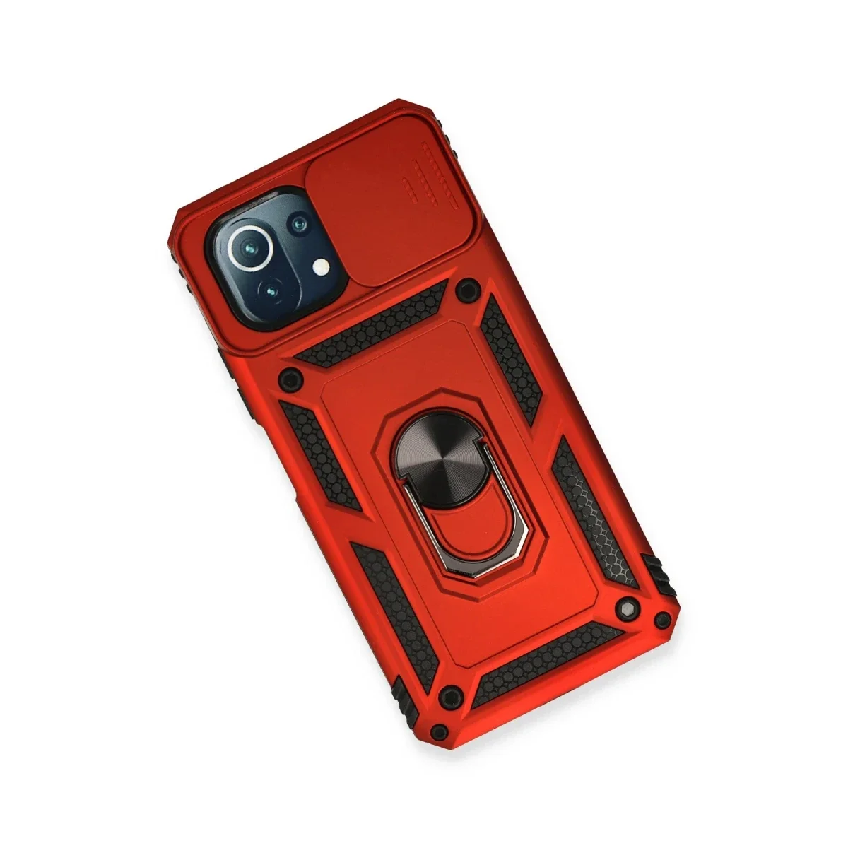 Xiaomi Mİ 11 Lite Kılıf Pars Lens Yüzüklü Silikon - Kırmızı görsel 3