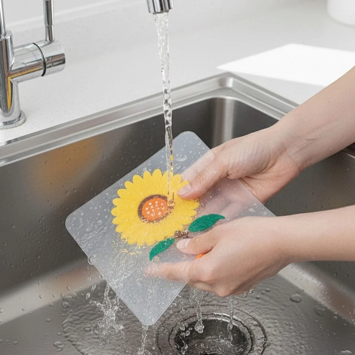 Ayçiçeği Tasarımlı Gider Koku Önleyici – Silikon Lavabo Gider Matı görsel 3