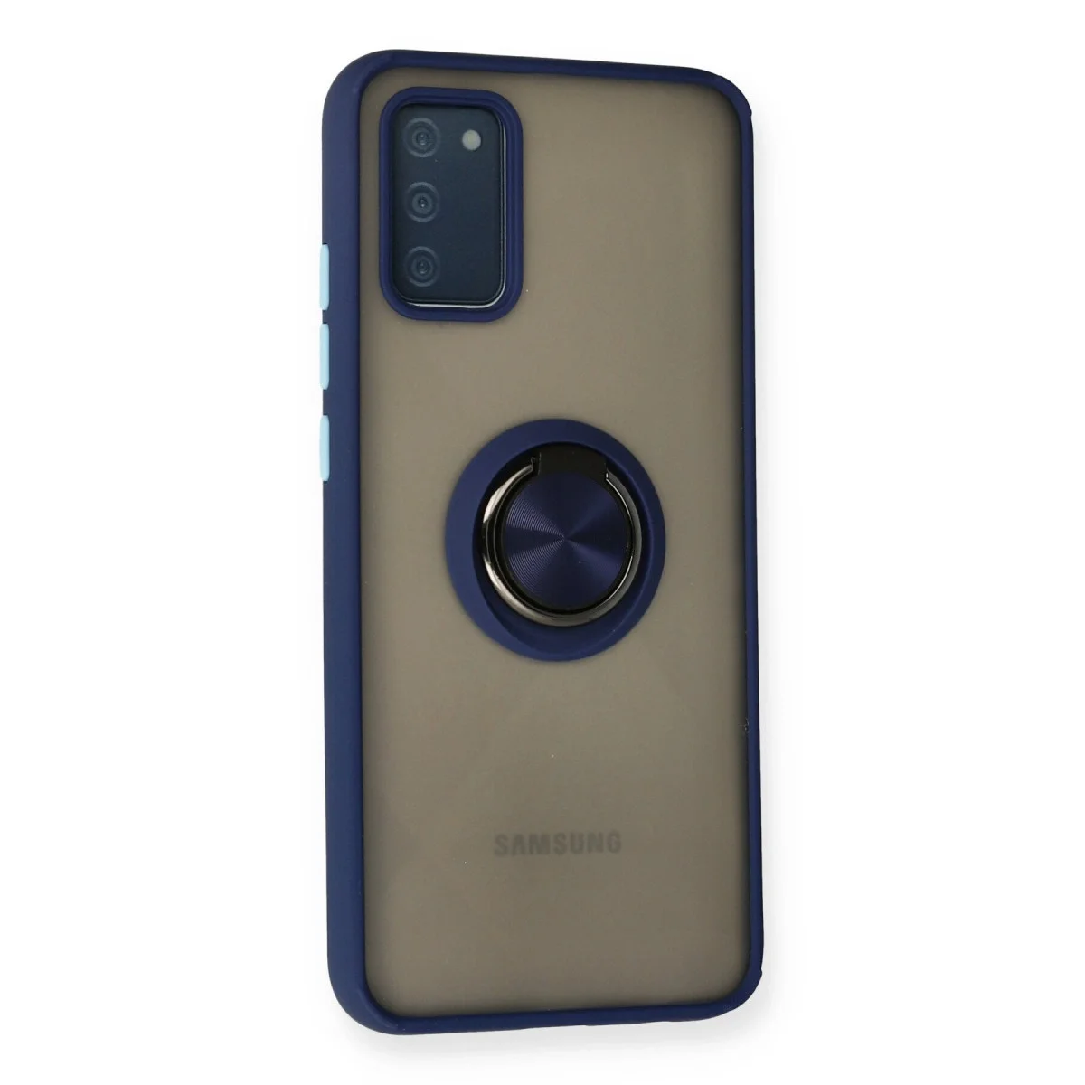 Samsung Galaxy A02s Kılıf Montreal Yüzüklü Silikon Kapak - Lacivert görsel 2