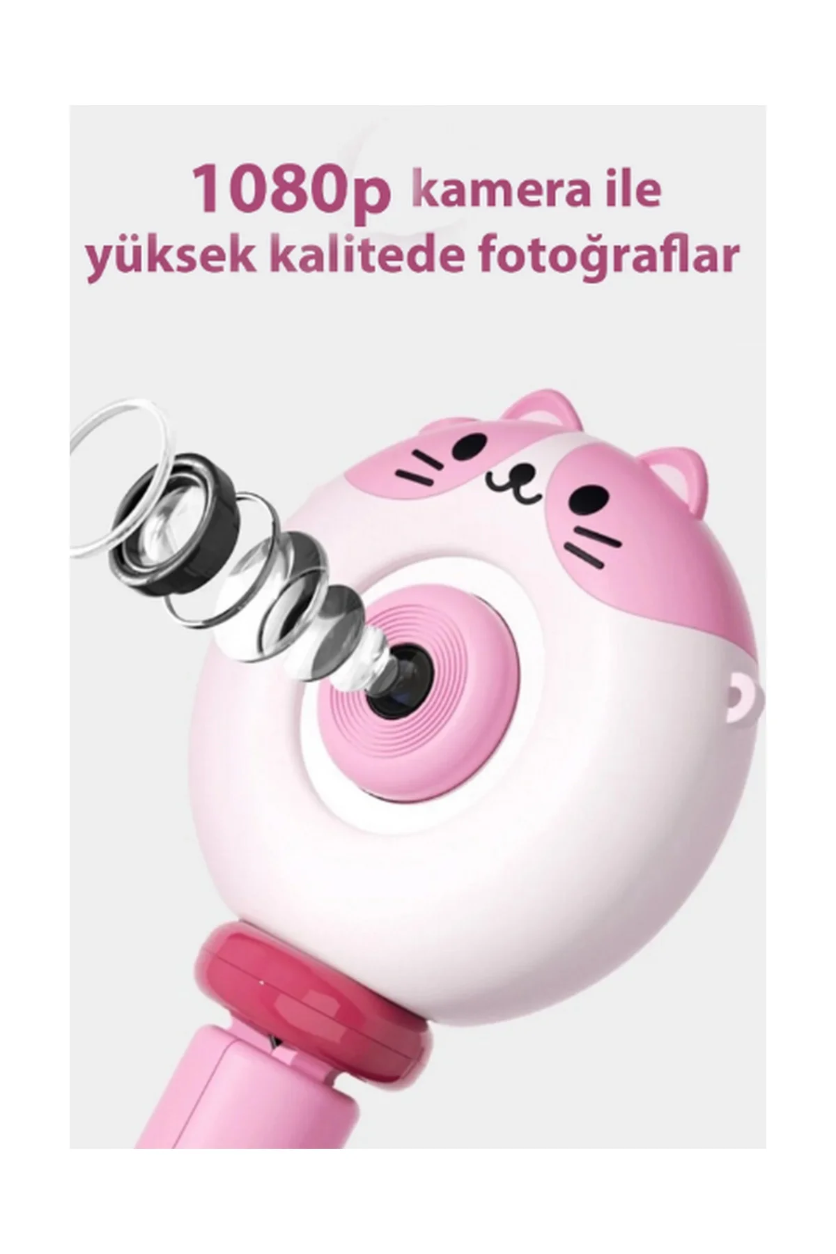 Hd Kamera Karikatür Tripodlu Çocuk Dijital Kamera Fotoğraf Makinası 1080p Video Kaydedici 2.0 inç görsel 7