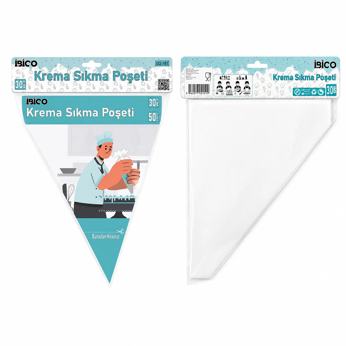Naylon 30CM 50PCS Krema Sıkma Poşeti Torbası görsel 4