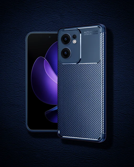Oppo Reno 13f Kılıf Auto Focus Karbon Kapak - Lacivert