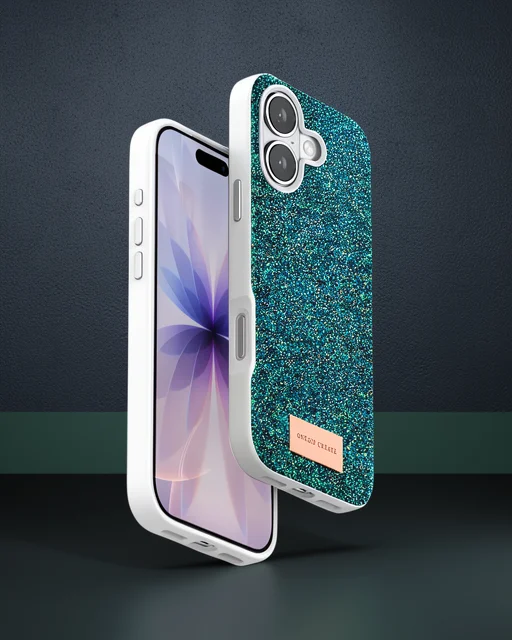 Onegif Apple İphone 17 Bright Simli Kapak - Koyu Yeşil