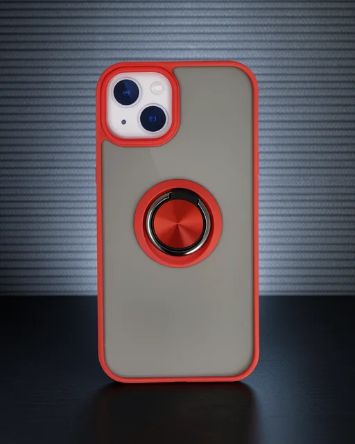 Apple İphone 13 Kılıf Montreal Yüzüklü Silikon Kapak - Kırmızı