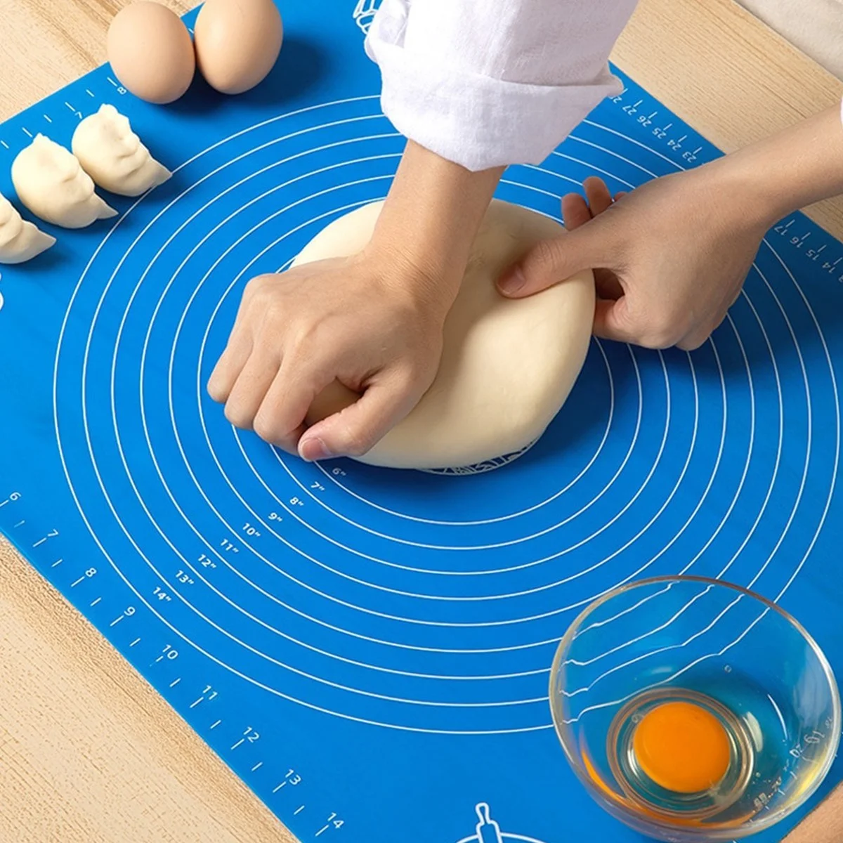 40*50 cm Silikon Ölçekli Kullanımı Kolay Hamur Açma Matı Ekmek Mantı Makarna Hamuru Yoğurma Matı görsel 4