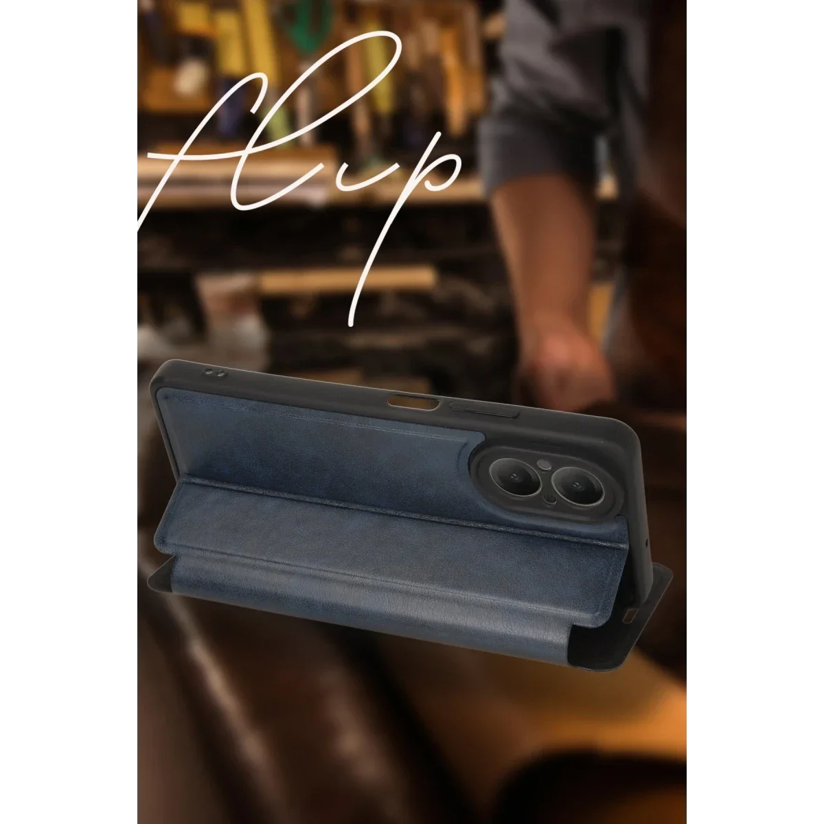 Samsung Galaxy A06 Kılıf Flip Cover - Siyah görsel 3