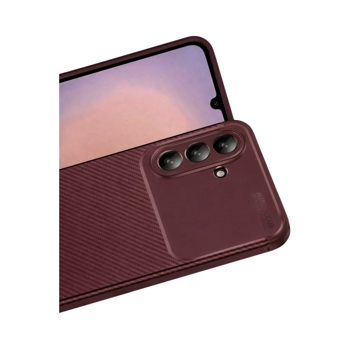 Samsung Galaxy A26 Kılıf Auto Focus Karbon Kapak - Bordo görsel 2