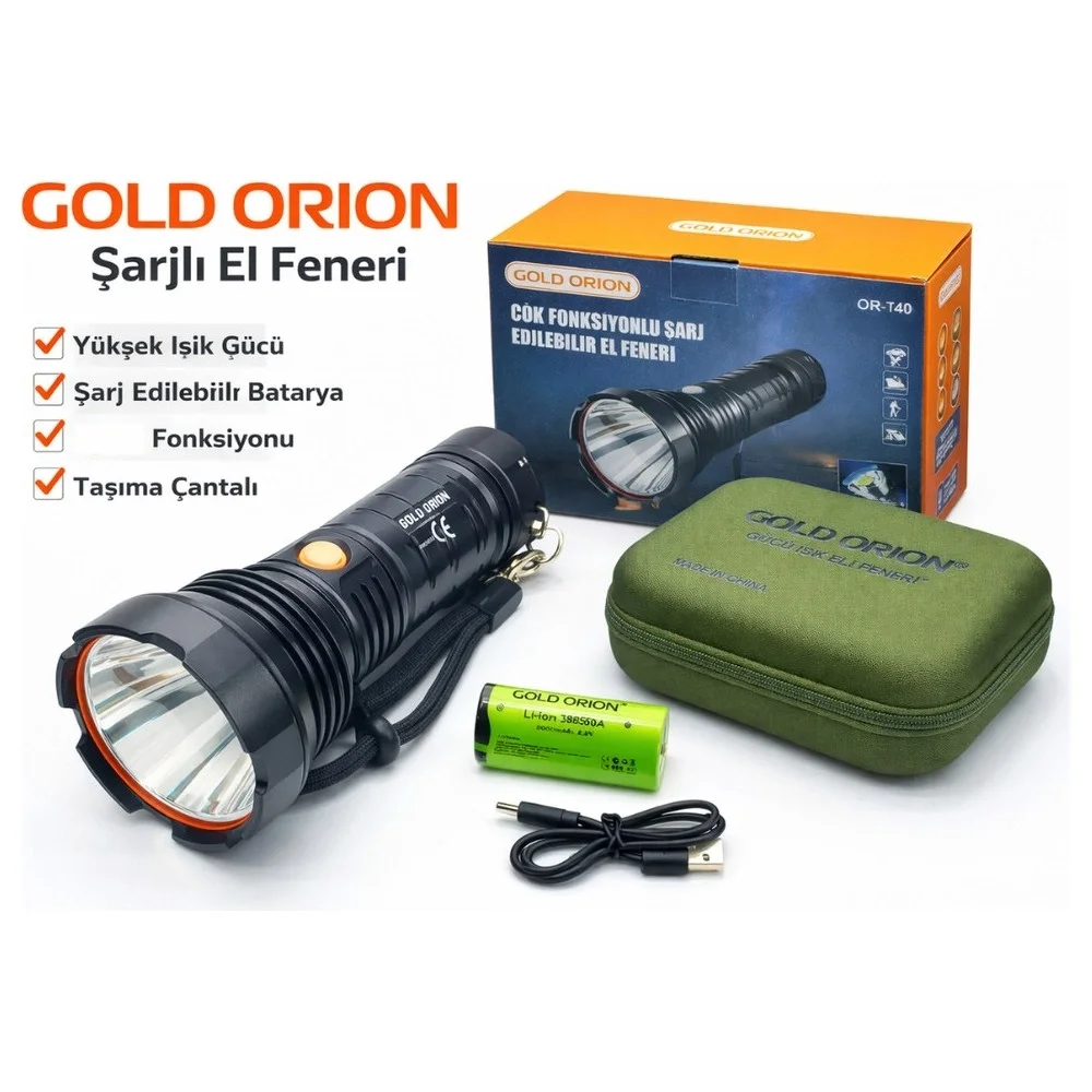 Gold Orion Or-t40 100w 5000 Lümen Led Şarjlı El Feneri görsel 2