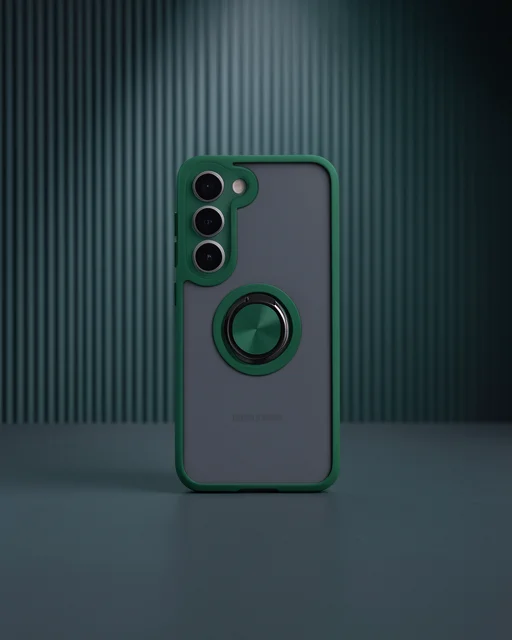 Samsung Galaxy M15 Kılıf Montreal Yüzüklü Silikon Kapak - Yeşil