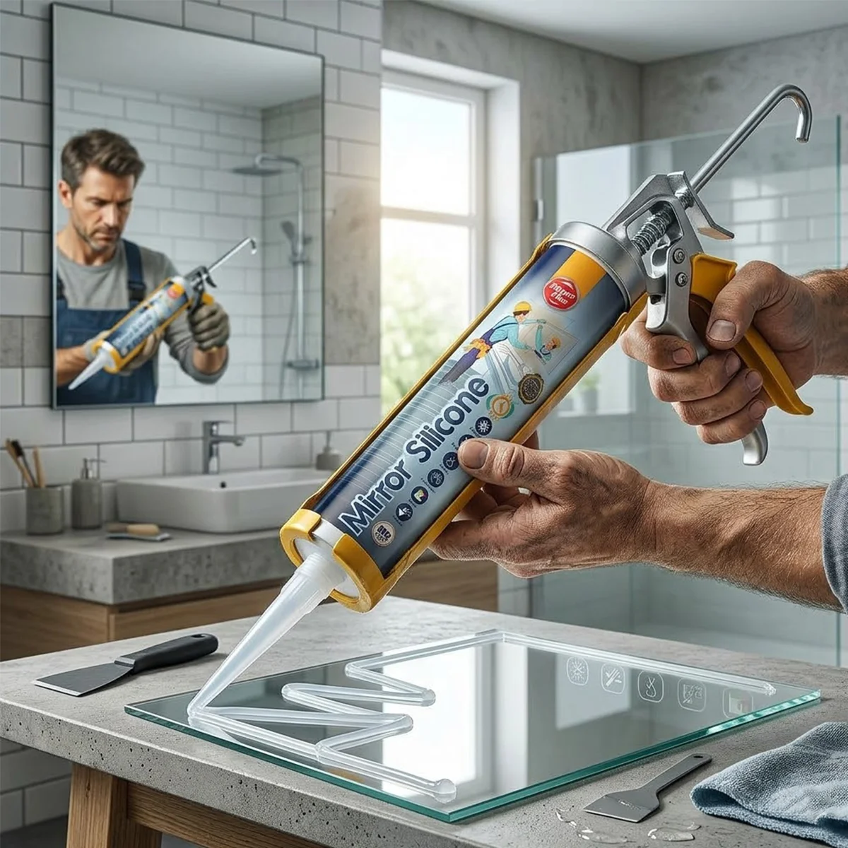 Ayna ve Cam Yapıştırıcı Silikon Şeffaf 300ml görsel 3